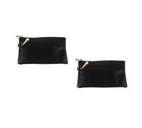 2pcs Black Envelope Money Clutch Purse with Wristlet Zippered Wallet | Polyester Fibre and PU Leather Build, Formal Carry, Fits Bank Cards and Id Card