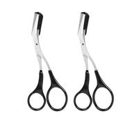 2PCS Black Eyebrow Scissors with Comb Unisex Professional Eyebrow Trimmer Kit with Comfortable Finger Grips for Precise Shaping Beginners