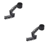 2pcs Black Flower Lace Trim Roll 457x4x0.1cm for DIY Dressmaking Crafts | Stretchy Polyester Chinlon Ribbon, Easy to Sew, Floral Eyelet Design for Garments and Hems