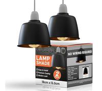 2PCS Black Gold Inner Metal Ceiling Lamp Shade - Easy Fit Light Pendant - Modern Ceiling Lighting Shade for Bedroom, Hallway, Office, Café, Restaurant - Industrial Light Shade Hanging Pendant