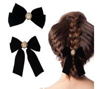 2pcs Black Hair Bow Velvet Hair Bow Hair Bows for Women Velvet Hair Ribbon Rose Butterfly Hair Clip French Hair Bows Comfortable Wear Soft for Women Girls Party Holiday Birthday Decoration