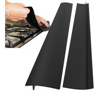 2pcs Black Heat-Resistant Silicone Cooker Gap Covers for Kitchen Worktops