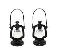2Pcs Black house Decoration Accessories, 1:12 house Miniature Scene Model Hurricane Lantern Play Toy, Décor, houses Accessories (23 x 43 mm)
