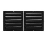 2pcs Black Iron Air Vent Cover 300x300mm Backdraft Prevention | All-weather Resistant Metal Grille for Attic Ventilation and Sidewall Use, Fits Return Air and Duct Openings