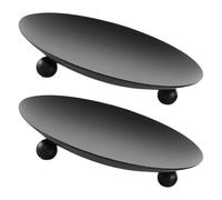 2pcs Black Iron Candleholder Set with Dish Plates for Pillar Candles