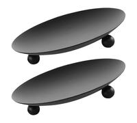 2pcs Black Iron round Candle Plate Tray for Tealights and Pillars
