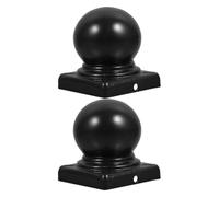 2pcs Black Iron Sphere Fence Post Caps Decorative Finials | Smooth Stamped Finish, Protects Tops from Wear, Suitable for Guardrails, Deck Railings, Homeowners and Property Managers