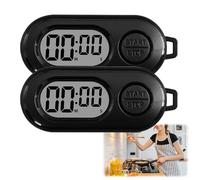 2pcs Black Keychain Stop Watch with LCD Screen,Precision Digital Countdown Timer & Alarm Clock,Mini Portable Electronic Pocket Watch,Water Resistant Sport Watch for Keys,Running,Cooking,Lanyard