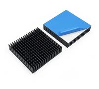 2PCS Black Large Aluminum Heat Sink with Thermal Conductive Adhesive Tape, 70×70×15 mm Square High Power Heat Dissipation for Cooling Power Supplies Hard Disks Peltier Module Electronic