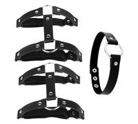 2Pcs Black Leg Rings, 1Pcs Choker, Punk Thigh Rings, Adjustable Garters, Sexy Thigh Rings, Elastic Leg Suspenders, Cosplay Dressing Accessories