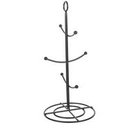 2pcs Black Metal 6 Hook Mug Tree Countertop Stand for Cups and Glasses | Smooth Edges, Multiple Posts, Convenient Access, Coffee Bar or Office Counter Display, Suits Apartment Kitchens