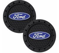 (2pcs * Black) New 1 Pair FORD LOGO Car Cup Holder Insert Coaster Non-slip Pad Mat Accessories