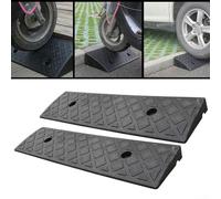 2PCS Black Non-Slip Plastic Rubber Kerb Ramp Set, 30mm Height Threshold for RAMPS 500x130mm for Cars, Bikes, Wheelchairs, Scooters, Grid