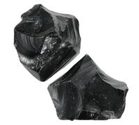 2Pcs Black Obsidian Raw Crystal, Ymapinc 1.18-1.97" Protection Crystals for Tumbling/Polishing/Decoration, Healing Crystal Obsidian Gemstones for Jewelry Making, Reiki Black Gifts