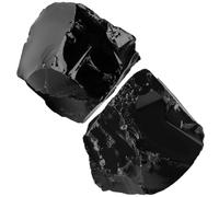 2Pcs Black Obsidian Raw Crystals 1.8-2.2" Large Stones Rough Rocks Healing Crystal for Polishing Decoration Cabbing Wicca Reiki Tumbling Wire Wrapping Natrual Rock Gifts