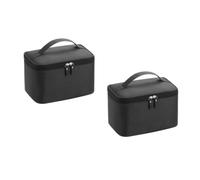 2pcs Black Oxford Cloth Toiletry Bag with Zipper and Handle for Travel | Portable Storage for Face Wash and Cosmetics, Simple Opening Design, Luggage Packing, Weekend Getaway
