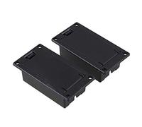 2PCS Black Plastic Square Battery Holder Case Box with Positive and Negative for Electric Guitar