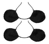 2pcs Black Plush Mouse Ears Headband for Kids Costume Parties