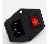 2Pcs Black Red 10A AC 250V 3 Terminal Power Socket with Fuse Holder New
