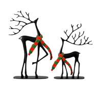 2pcs Black Reindeer Ornaments | Black Reindeers Christmas Decor | Resin Reindeers Sculpture | Finish European-Style Modern Decorative Ornaments for Mantel Fireplace Living Room Bedroom Home Decor