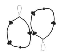 2pcs Black Resin Heart-shaped Phone Strap Beaded Wrist Lanyard for DIY Mobile Phone Cases, Wearable Decoration and Women