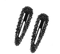 2Pcs Black Rhinestone Snap Hair Clips, Metal and Crystal, Sparkly Hair Accessories, Snap Hair Barrettes, Clips and Barrettes, Hair Clips for Women