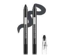 2PCS Black Shimmer Eyeshadow and Eyeliner Sticks for Smokey Eye Makeup - Waterproof Long-Lasting Cream Shadow Duo with Built-In Sharpener for Mature Eyes and All-Day Wear