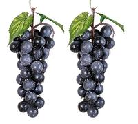 2pcs Black Simulation Grapes Bunches Lifelike Artificial Grapes Fake Grape Bundle for Vines Decoration Wine Kitchen Garland Decor Faux Fruit Props(36 Grains 7Inches Long)