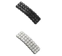 2Pcs Black Sliver Barrettes for Women, Rhinestone Snap Hair Clips, Shining Crystal Clips, Rectangular Hairpins Decorative, Clips and Barrettes Korean Barrettes for Party Wedding Daily Girls Hair