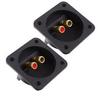 2pcs Black Square Speaker Box Terminal Abs Zinc Alloy Quick Connect