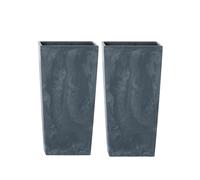 (2pcs, Black) Square Tall Concrete Effect Flower Plant Pot Indoor Outdoor Garden Patio Planter