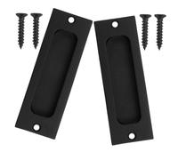 2pcs Black Stainless Rectangular Recessed Sliding Door Pull Handle