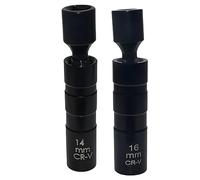 2Pcs Black Thin Wall Spark Plug Socket 14mm 16mm | Swivel Magnetic Spark Plug Socket Set 3/8 Inch 360°Rotatable 12 Point for N54 N55 Models