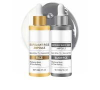 2PCS Black & White Rice Peel Shot Glow Ampoule Duo, Hydrating & Brightening Serum for Face & Body, Gentle Exfoliating Toner, Pore Minimizer, Dead Skin Cell Remover, Suitable for All Skin Types