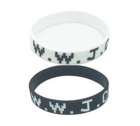 2pcs Black White Simple WWJD Silicone Rubber Bracelets Band Wristband Bracelet for Women and Men Jewelry