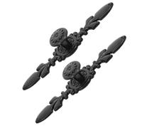 2pcs Black Zinc Alloy Cabinet Pull Handles with Carved Texture and Matte Finish, Elegant European Style Decorative Kitchen Cupboard and Drawer Handles, Comfortable Grip, 12.2x2.5cm