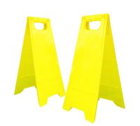 2Pcs Blank Caution Plastic Foldable Yellow Freestanding Empty Sign for Businesses, Hotels, Malls, Restaurants