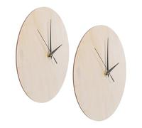 2pcs Blank Wooden Clock Face for Crafts, Round Beige Disc