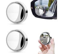 2Pcs Blind Spot Mirrors for Cars - HD Crystal Clear Glass, 360°Adjustable, Frameless Round Convex Wide Angle Rearview Mirror for Car, SUV, Trucks, Vans | Waterproof & Fog-Proof with Adhesive Pads