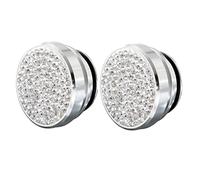 2pcs Bling Aluminum Dustproof Plugs, Billet Aluminum Cigarette Lighter Plug with Crystal Diamonds Bling Rhinestones, Cigarette Lighter Socket Cover Cap for Most Vehicles Autos Cars. (White)