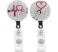2Pcs Bling Badge Reels Retractable with Alligator Clip,RN Badge Card for ID Holder Gift for Nursing Graduation, Identification Badges, Office Supplies