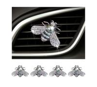2Pcs Bling Bee Air Vent Clips, Crystal Bee Car Air Conditioning Outlet Clip, Rhinestone Diamond Bee Auto Interior Decoration, Universal Vehicle Diffuser Vent Decors for Women (Style C)