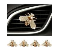 2Pcs Bling Bee Air Vent Clips, Crystal Bee Car Air Conditioning Outlet Clip, Rhinestone Diamond Bee Auto Interior Decoration, Universal Vehicle Diffuser Vent Decors for Women (Style B)