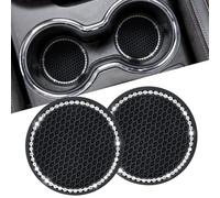 2PCS Bling Car Cup Coasters,2.75 Inch Anti-Slip Cup Holder Inserts, Sparkling Rhinestone Drink Mats, Universal Car Accessories for Women Men