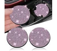 2pcs Bling Car Cup Holder Coaster, 2.75 inch Anti-Slip Shockproof Universal Fashion Vehicle Car Coasters Insert Bling Crystal Rhinestone Auto Automotive Interior Accessories for Women (2 pcs, Pink)