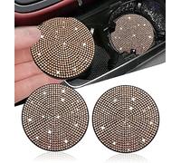 2pcs Bling Car Cup Holder Coaster, 2.75 inch Anti-Slip Shockproof Universal Fashion Vehicle Car Coasters Insert Bling Rhinestone Auto Automotive Interior Accessories for Women (2 pcs, Gold Champagne)