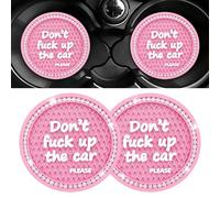 2Pcs Bling Car Cup Holder Coaster,2.95 inch Anti Slip Shiny Car Coasters