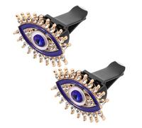 2pcs Bling Crystal Rhinestone Blue Highlight Car Vent Clip | Alloy Secure Attachment for Sedan Air Vents, Car Interior Use, Ride Sharing Driving