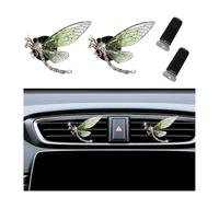 2PCS Bling Dragonfly Air Vent Clips, Cute Crystal Car Air Fresheners Vent Clips, Rhinestone Diamond Auto Diffuser Vent Clip for Women Girls, Car Interior Decor Accessories (Green)