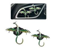 2pcs Bling Green Dragon Car Vent Clips - Refillable Essential Oil Diffuser, Enamel Fire Dragon Wyvern Gothic Car Decor